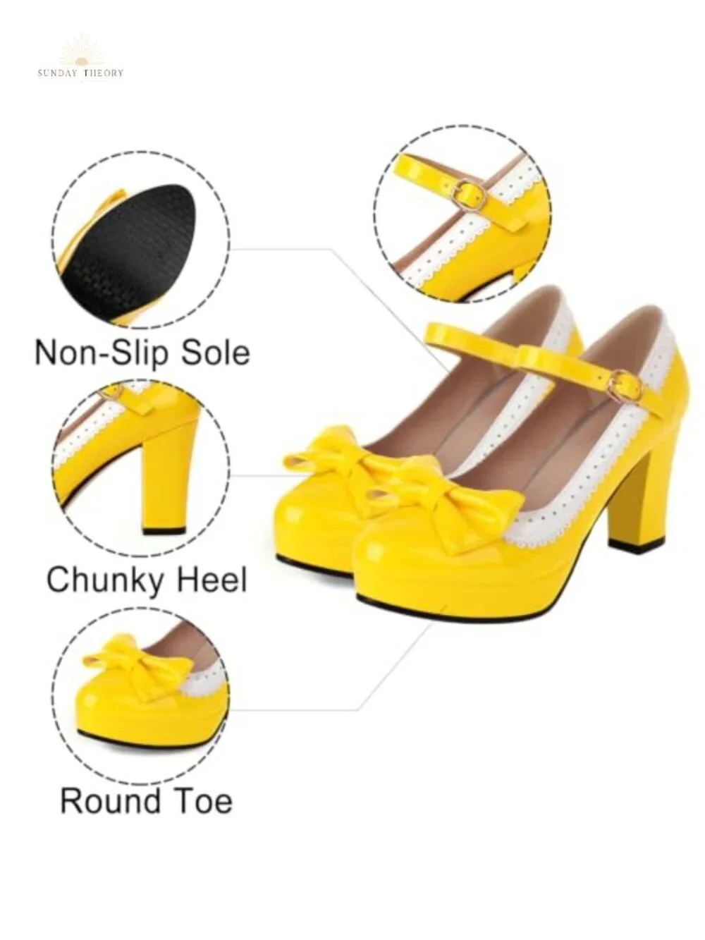 Kawaii Mary Jane Platform Heels Round Toe Bow Buckle Block Heels